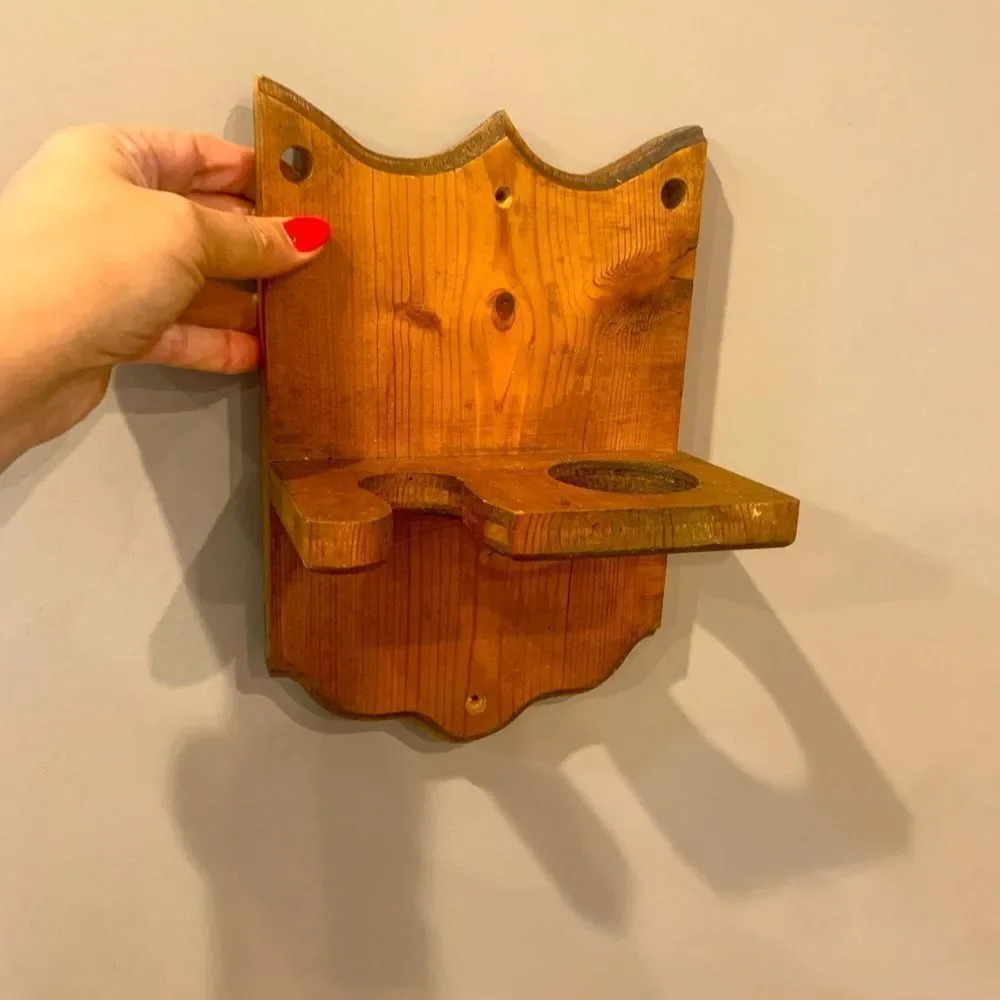 Solid Oak Wood Softball or Baseball Glove & Bat Wall Mount Holder